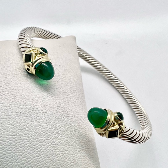 David Yurman Bracelet Green Onyx, Chrome Diopside, Hampton Blue Topaz 14k Gold - Picture 8 of 16